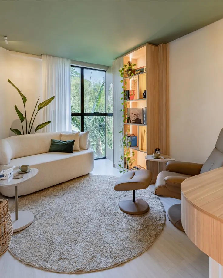 Interior do consultório, com poltronas e decoração acolhedora.